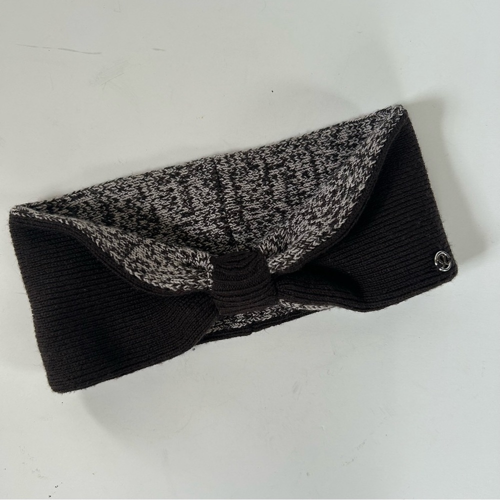 Lululemon Athletica Heathered Gray Espresso Brown Knit Headband Reversible OS